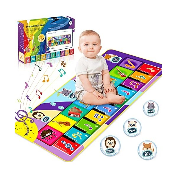 ENCOUN Tapis de Piano pour Enfants, Tapis de Danse Musical Clavier 1-5 Ans, Tapis de Jeu Musique pour Garçons Filles, Jouets 