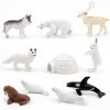 Gukasxi Lot de 10 figurines danimaux polaires avec igloo pour enfants - Figurines danimaux arctiques réalistes - Jouet pour