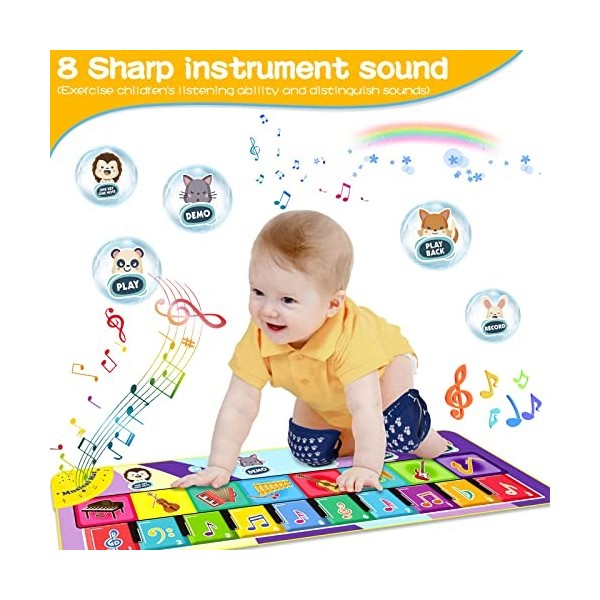 ENCOUN Tapis de Piano pour Enfants, Tapis de Danse Musical Clavier 1-5 Ans, Tapis de Jeu Musique pour Garçons Filles, Jouets 