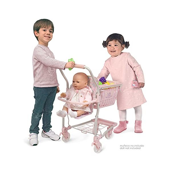 DE CUEVAS TOYS- Chariot avec Porte-bébé Ocean Fantasy DeCuevas Toys 52141, Multicolor,1 caddie style chariot, 1 panier amovib