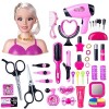 DENKA Poupée de coiffure de maquillage pour enfants, 44 pièces, poupée de princesse avec cosmétiques et accessoires, 2022