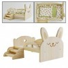 Sharplace Lit Miniature de poupée de Simulation avec escalier pour 1/6 poupées Accessoire Meubles en Bois, Lapin