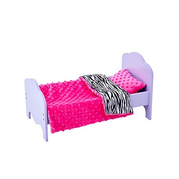 Olivias Little World Petite Princesse - Lit de poupée de 45 cm Violet et Linge Zèbre TD-11929-1H