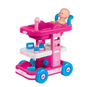 Avilia My Princess Lot de 7 paniers avec salle de bain - Poussette de poupée pour filles - Accessoires complets pour jeu imit