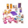 Bigjigs Toys Boîte de Jeu Patrimoine Lot de Meubles pour Maison de Poupée | Jouet Traditionnel | Jeu Éducatif | Cadeau Enfant