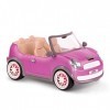 Lori LO37064Z Cabrio Rose Accessoires pour poupée 15 cm, Voiture de poupée, véhicule, Mini Cooper, Blanc, Rose, 4 Places, Cab