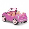 Lori LO37064Z Cabrio Rose Accessoires pour poupée 15 cm, Voiture de poupée, véhicule, Mini Cooper, Blanc, Rose, 4 Places, Cab