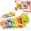 Xylophone Jouets Knock Piano Insecte 8 plaques sonores colorées pour Jouer Une Gamme,Notes Clavier Multicolor en Bois Jouets 