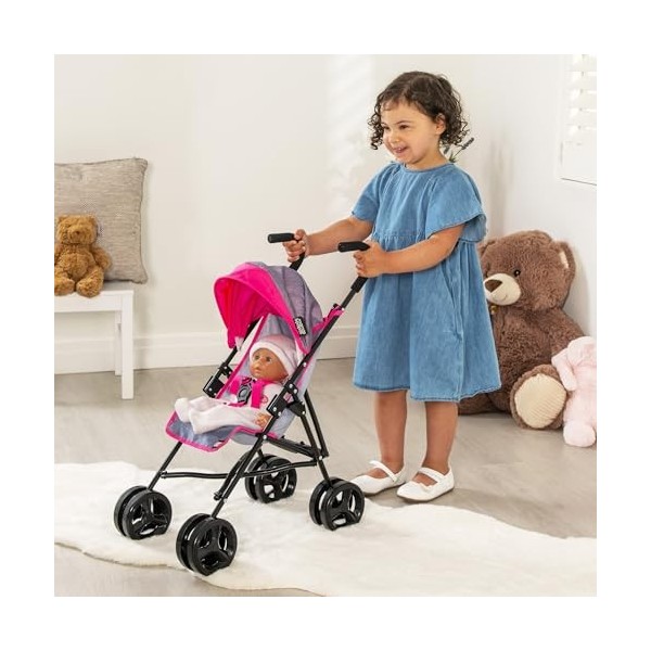 Mamas & Papas Poussette de croisière pour enfants en gris et rose | Poussette pliable pour enfants à partir de 3 ans