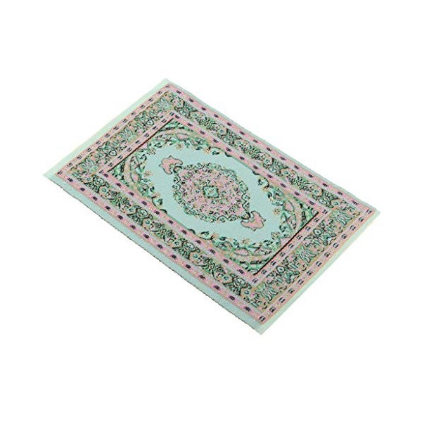 meubles de maison de poupées, tapis de tissu de tapis de broderie miniature - 1/12 accessoires et meubles de maison de poupée