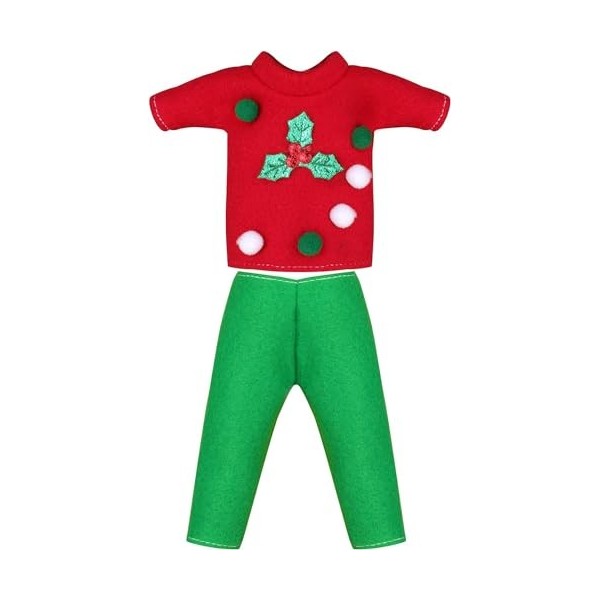 Erweicet Vêtements de couture de Noël Accessoires de Noël pour poupée elfe haut + pantalon Poupée non incluse