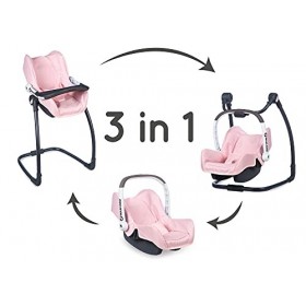 Smoby - Maxi COSI - Siège + Chaise Haute 3 en 1 - Balancelle et Siège Auto - pour Poupons et Poupées - 240235