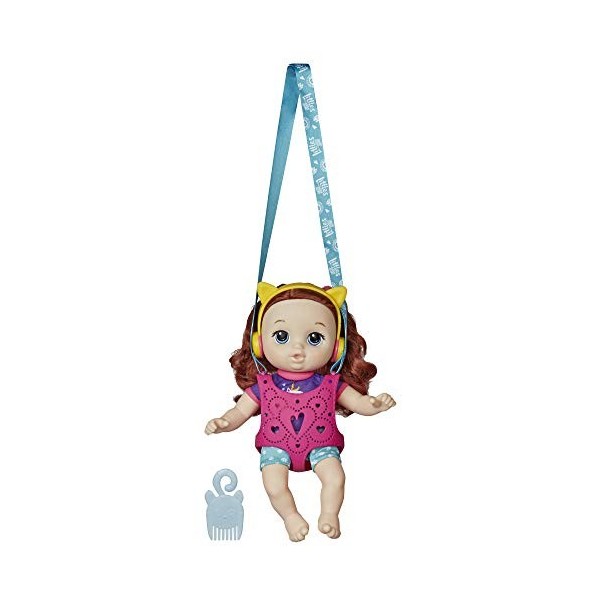 Baby Alive Littles, Carry n Go Squad, Little Zoe, poupée à cheveux bouclés rouges, porte-poupée, accessoires, jouet pour enf