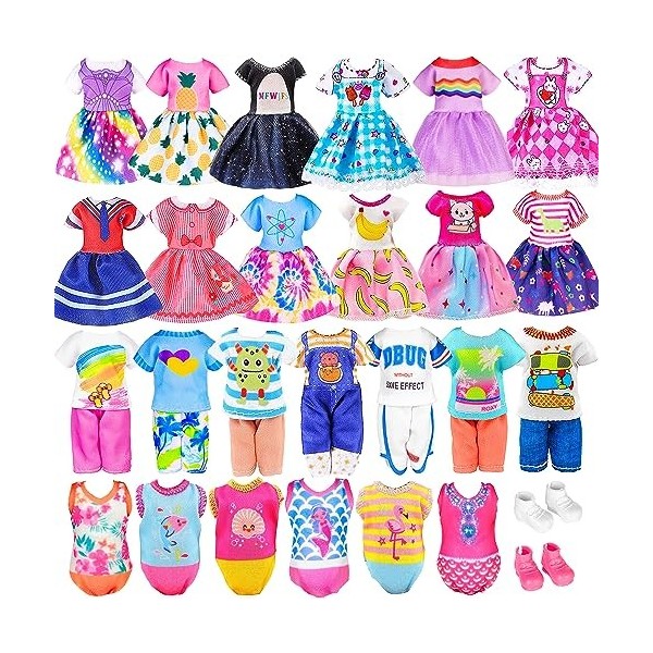 Lot de 16 vêtements et accessoires de poupée pour poupées Chelsea de 13,5 à 15,2 cm comprenant 3 hauts, 3 pantalons pour poup
