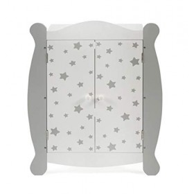 Bayer Chic 2000-519 95 - Armoire de poupée avec tringle et cintre pour poupée, meuble de poupée, meubles de poupée, étoiles g
