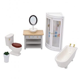iLAND Meubles et accessoires pour maison de poupée à léchelle 1:12 - Ensemble salle de bain salle de bain moderne 
