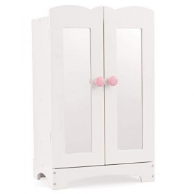 KidKraft Lil’ Doll Armoire Poupée Bébé en Bois avec Une Tringle à Vêtements et Cintres, Accessoire Poupon, Jouet Enfant dès 3