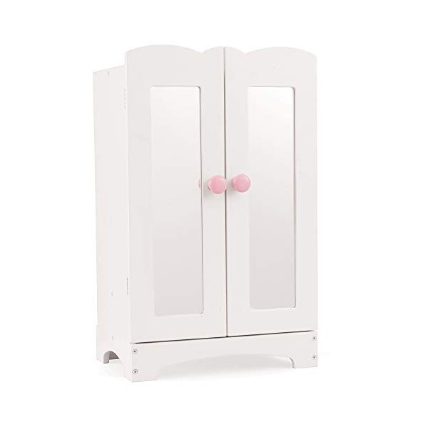 KidKraft Lil’ Doll Armoire Poupée Bébé en Bois avec Une Tringle à Vêtements et Cintres, Accessoire Poupon, Jouet Enfant dès 3