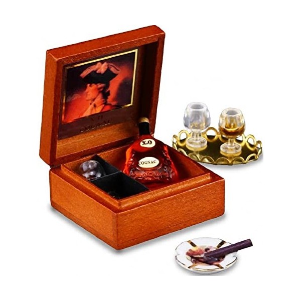 Melody Jane Ensemble de cognac à liqueur de cognac pour maison de poupées - Accessoire de bar miniature