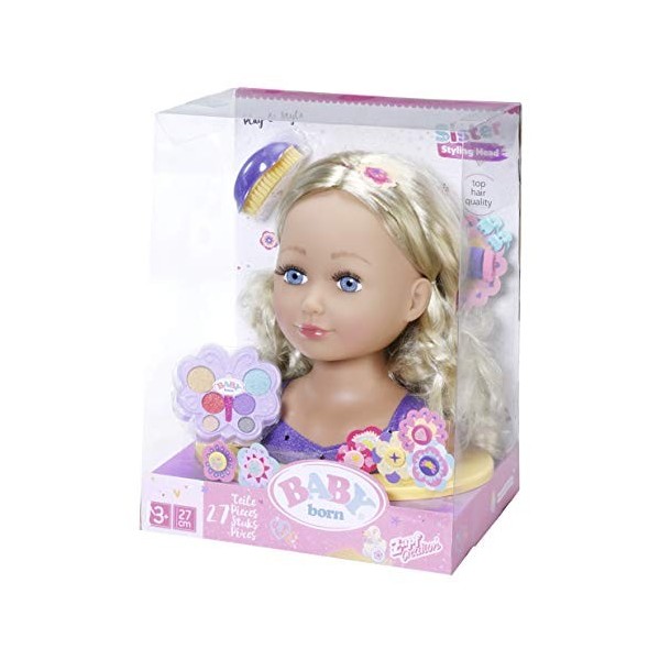 BABY Born Zapf Creation 828694 Sister Styling Head 2 en 1 Tête de coiffage et de Maquillage, Cheveux de qualité supérieure, A