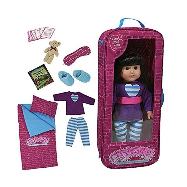 The New York Doll Collection soirée Pyjama literie Sac Voyage Une pièce Ensemble avec 9 Accessoires sadapte à 18 pouces/46cm