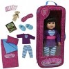 The New York Doll Collection soirée Pyjama literie Sac Voyage Une pièce Ensemble avec 9 Accessoires sadapte à 18 pouces/46cm