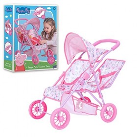 Peppa Pig Poussette Double | Poupée pour Enfant | Poussette Facile à Plier pour Enfants | Convient pour Les Filles et Les gar