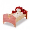 Dida - lit en Bois pour poupées avec Matelas + lit Feuille - Décoration: Rose