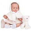 JC TOYS, Poupée Lily avec Corps en Caoutchouc Robe Rose/Blanc avec Capuche Animaux et Accessoires Fille