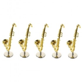 ifundom 5 Pièces Accessoires pour Maison De Poupée Mini Saxophone Modèle Instrument De Musique Mini Saxophone Musical Miniatu