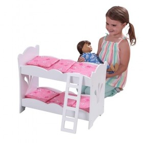 KidKraft Lil Doll Lit Poupon en Bois, Lit Superposé Poupée en Bois, Berceau de Poupée Bébé, Accessoire Poupon, Jouet Enfant 