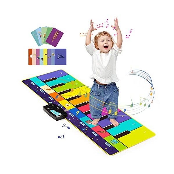 Joyjoz Tapis de Piano Jouets de Musique avec 100+ Mélodies Tapis de Piano Antidérapant pour Enfants Clavier Souple Piano Joue