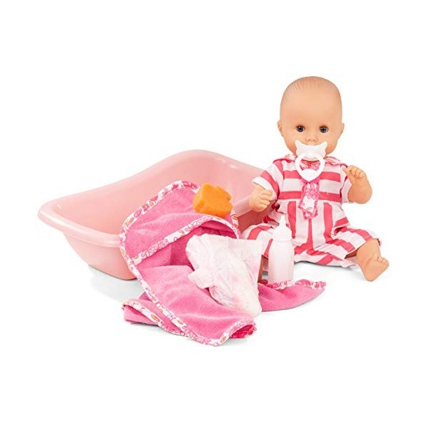 Götz 2153143 Sleepy Aquini Girl Stripe Vibes - Poupée de Bain de 33 cm aux Yeux Bleus dormants, sans Cheveux en Set de 8 pièc