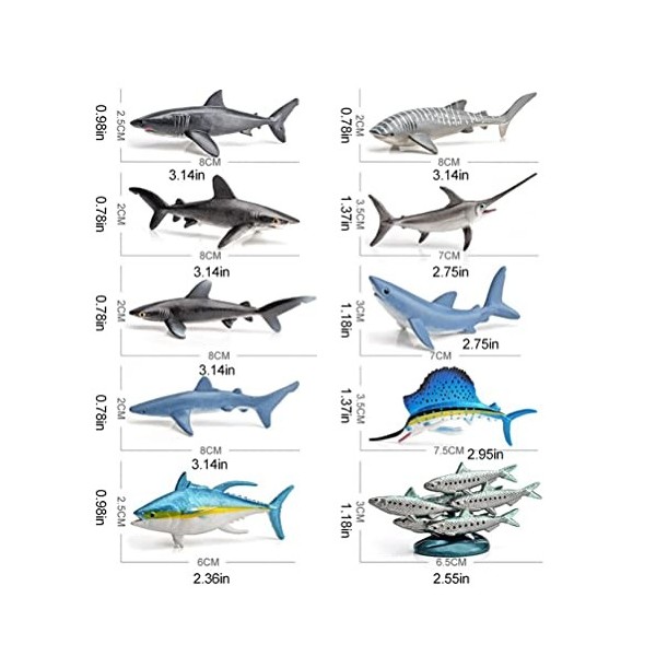 Vcedas Figurine de vie marine 10 pièces modèle animal jouet ensemble océan animaux figurines miniatures Jouets artificiels ap