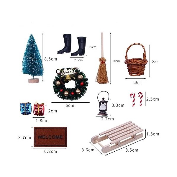 BinaryABC Accessoires de jardin miniatures pour maison de poupée de Noël, accessoires de jardin féérique de Noël, mini décora