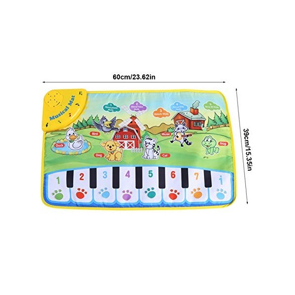 Tapis Musicaux pour bébé, Enfants éducation Précoce Portable Danse Musique Piano Clavier Tapis Animal Clavier Tapis de Jeu Co