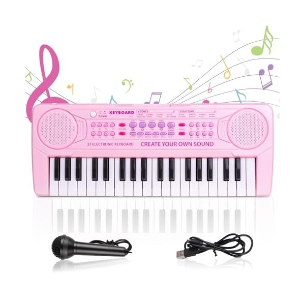 m zimoon Enfants Pianos Claviers, 37 Touches Électronique Musique Piano pour Enfants Portable Multifonctions Instruments de M