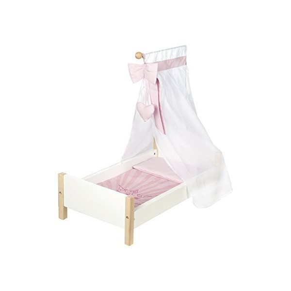 roba Table à langer de Poupée en Bois Scarlett avec Tringle à Vêtements et Étagère de Rangement + Matelas à langer - Blanc