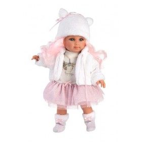Llorens Poupée Elena avec Cheveux Roses et Yeux Bleus 35 cm, 1053537