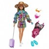 Barbie Holiday Fun Doll 12 inches , Blonde Highlighted Hair, Travel Tote & Hat, Swimsuit & Summer Accessories, Great Gift fo