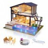 Cuteefun Maison Miniature a Construire DIY Maison Poupee Miniature Bois en Kit avec Musique Anti-Poussière et Meubles, Cadeau