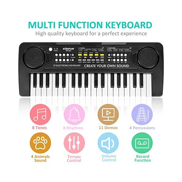 Clavier Piano élEctronique Enfants, 37 Touches Musique Piano Clavier Portable Mini Num Erique Clavier Denseignement Jouets é