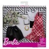 Barbie Fashionistas Kit Vêtements, 2 Tenues pour Poupée dont Jupe Imitation Cuir, Robe, Tee-Shirt, Veste et Accesssoires, Jou