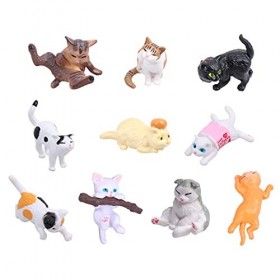 STOBOK Lot de 10 adorables figurines de chat miniatures, mignonnes et mignonnes, figurines de chaton pour décoration de gâtea
