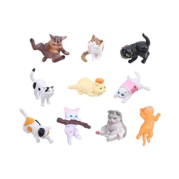 STOBOK Lot de 10 adorables figurines de chat miniatures, mignonnes et mignonnes, figurines de chaton pour décoration de gâtea