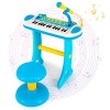 GOPLUS Clavier de Piano à 31 Touches pour Enfant, Jouet Piano Électronique avec Tabouret et Microphone, 22 Démos, pour Garçon