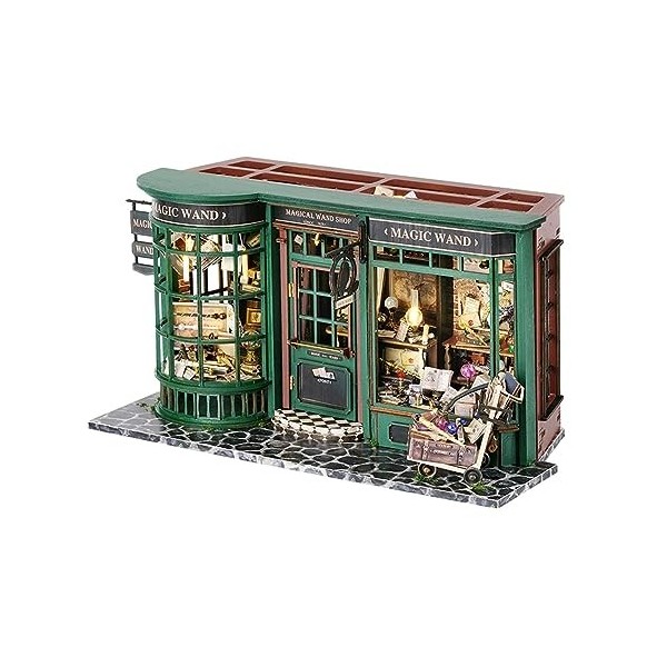 MagiDeal Maisons De Poupées, Kit DIY Dollhouse en Bois, DIY Miniature Dollhouse Puzzles 3D, Européen avec Lumières Et Meubles