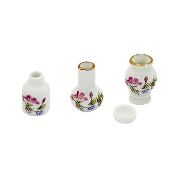 Basage Lot de 4 pots de fleurs miniatures 1/12 pour maison de poupée, accessoires de décoration, blanc