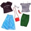 Barbie Fashionistas Kit vêtements, 2 tenues pour poupée, dont jupes, t-shirt, top et accessoires, jouet pour enfant, FKT30