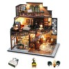 Cuteefun Maquette Maison Miniature pour Adulte à Construire, DIY Maison de Poupée Miniature Bois en Kit avec Meubles Musique 